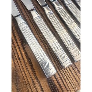 Vintage ABCO Stainless Steel Dinner Knives Set of 6  Art Deco Style 8.25"